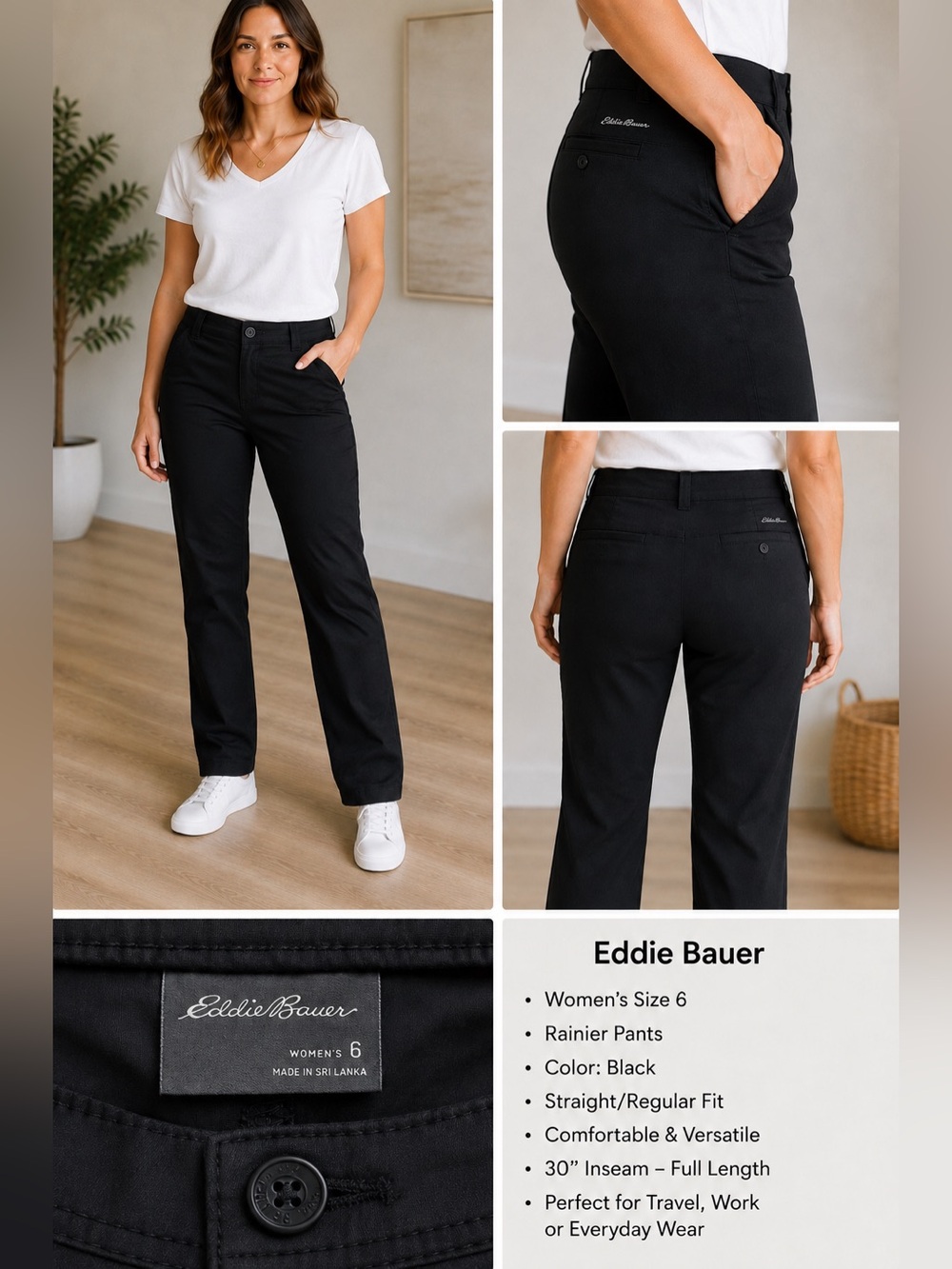 Eddie Bauer Black Straight-Leg Women's Jeans